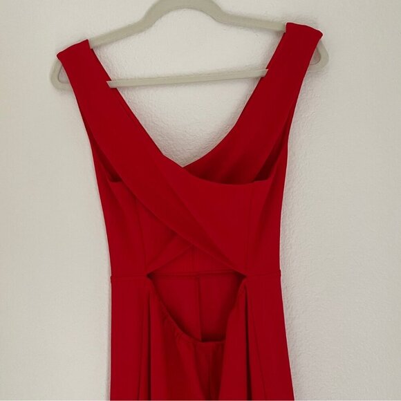 BaeVel Boutique Bright Red Crossback Wide Leg Romper Jumpsuit - Picture 5 of 7